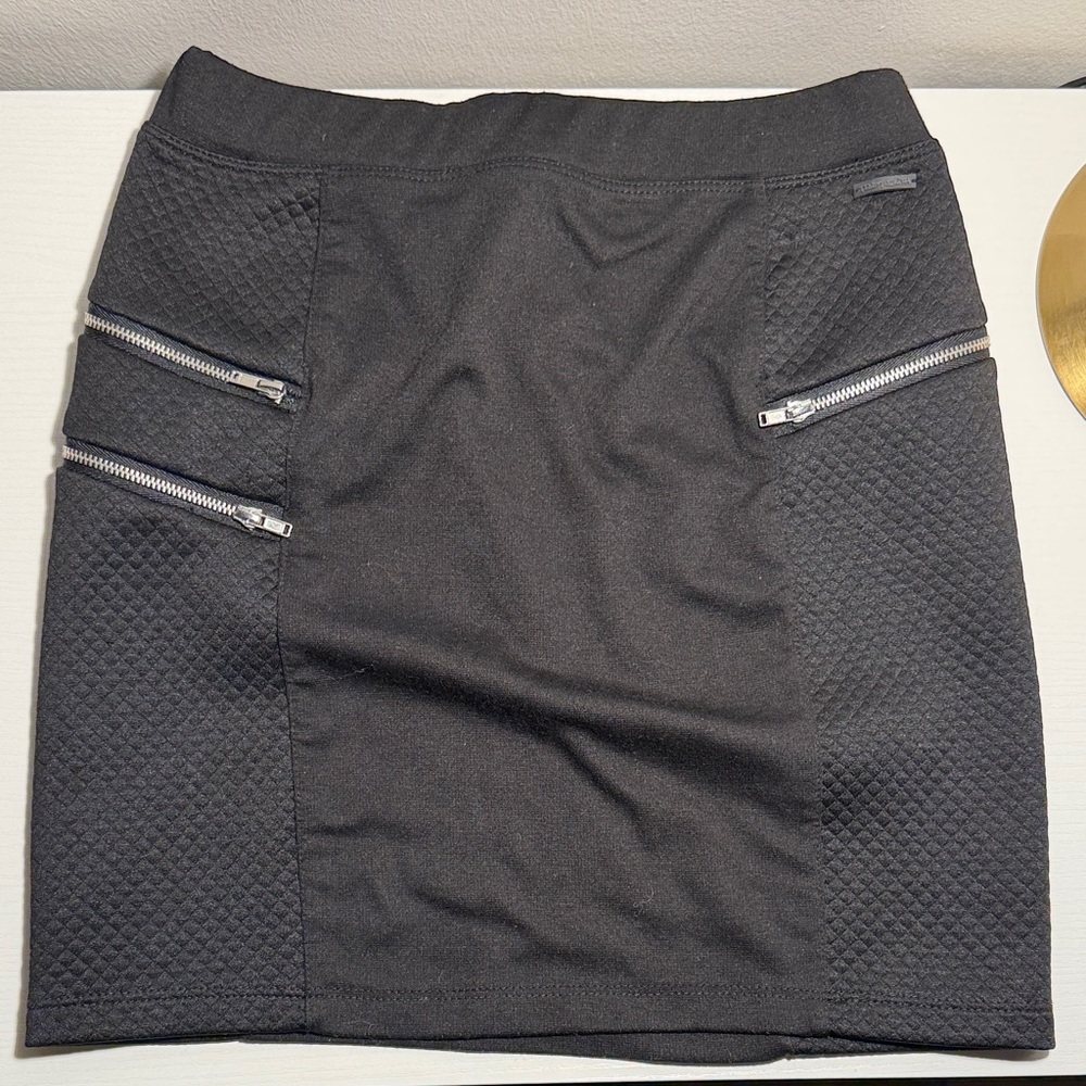 Vintage 90s Teddy Smith Black Mini Skirt with Zipper Details